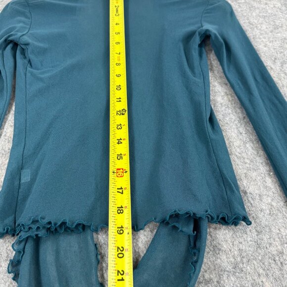 Vintage Y2K Only Hearts Top Lace Trim Blue Wrap Long Sleeve Size P/S - Picture 5 of 11